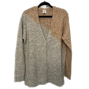 CAbi Gray and Tan Colorblock Cardigan